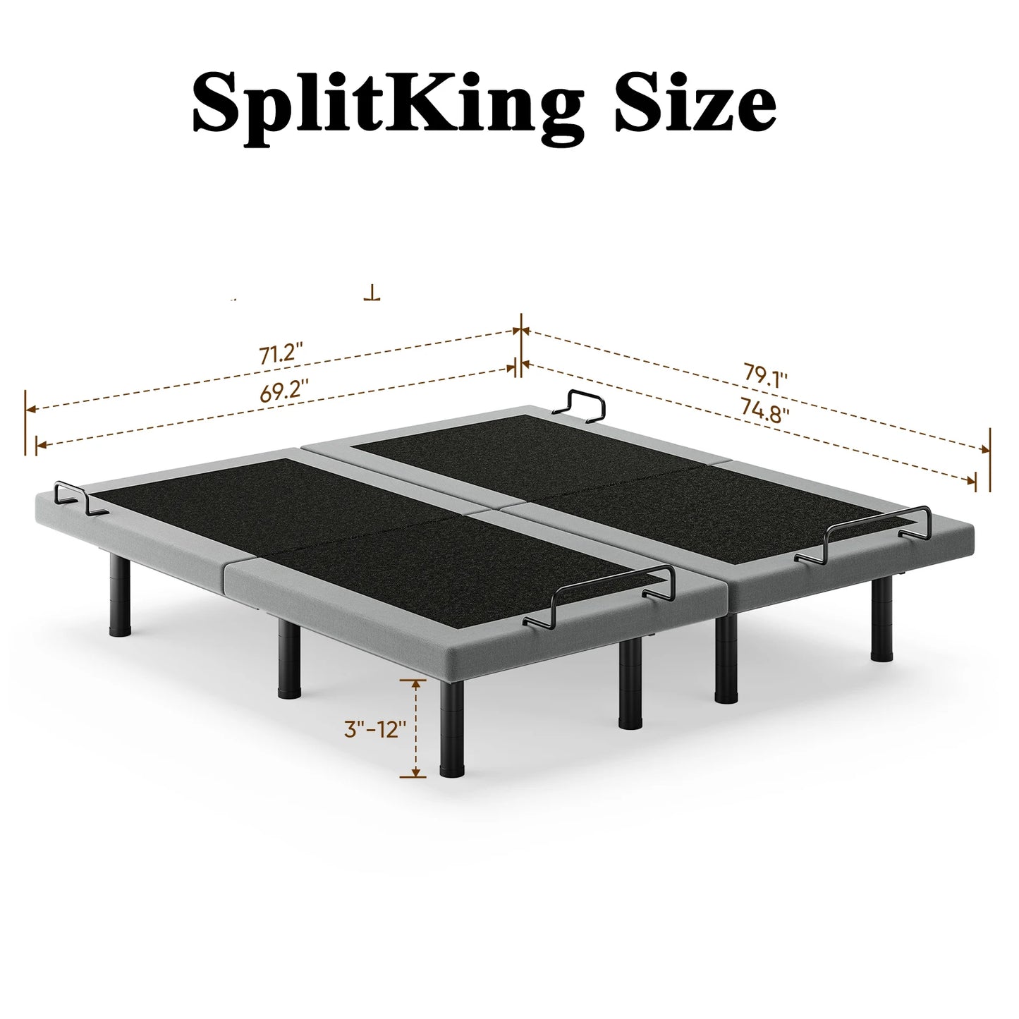 Furgle Twin Split Adjustable Bed Frame With Remote