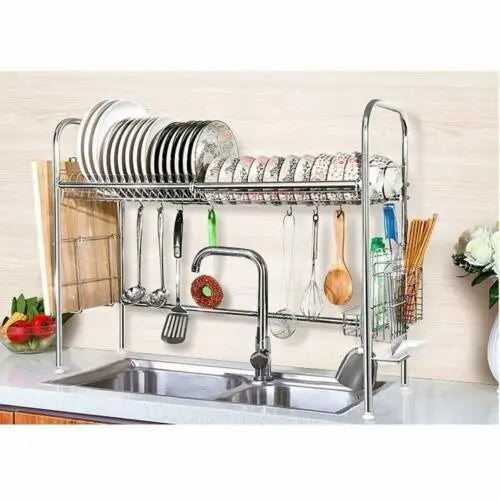 Two Tier Dish Drying Rack Stainless Steel For Countertop