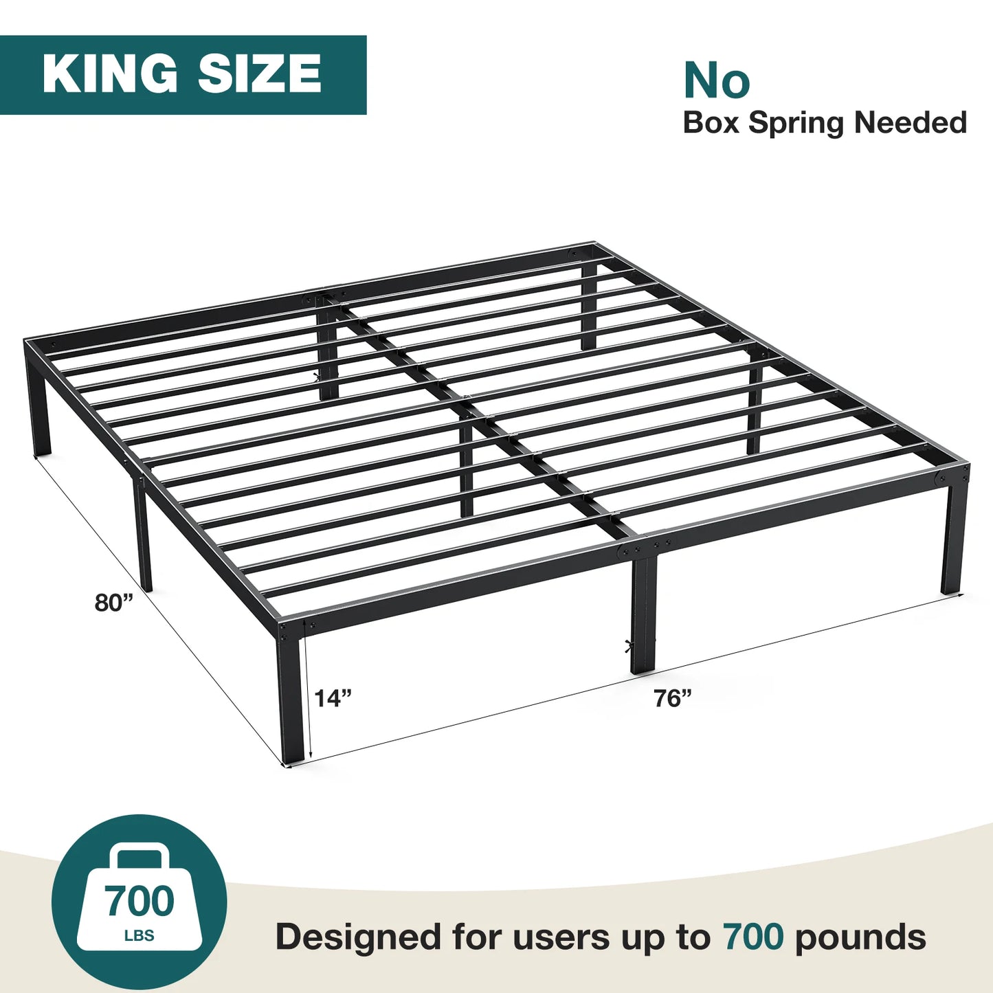 MCQ Basic Metal Bed Frame With Storage Platform Slat Support