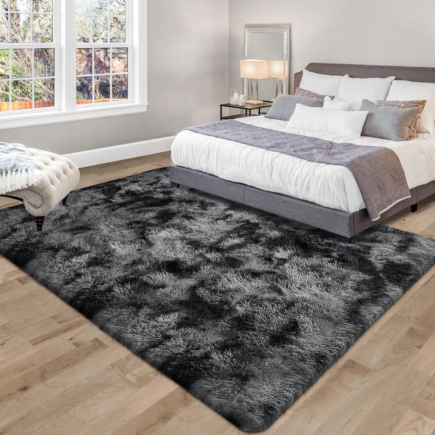 Soft Plush Living Room Rug Non Slip Thick Carpet Tie Dye Pattern