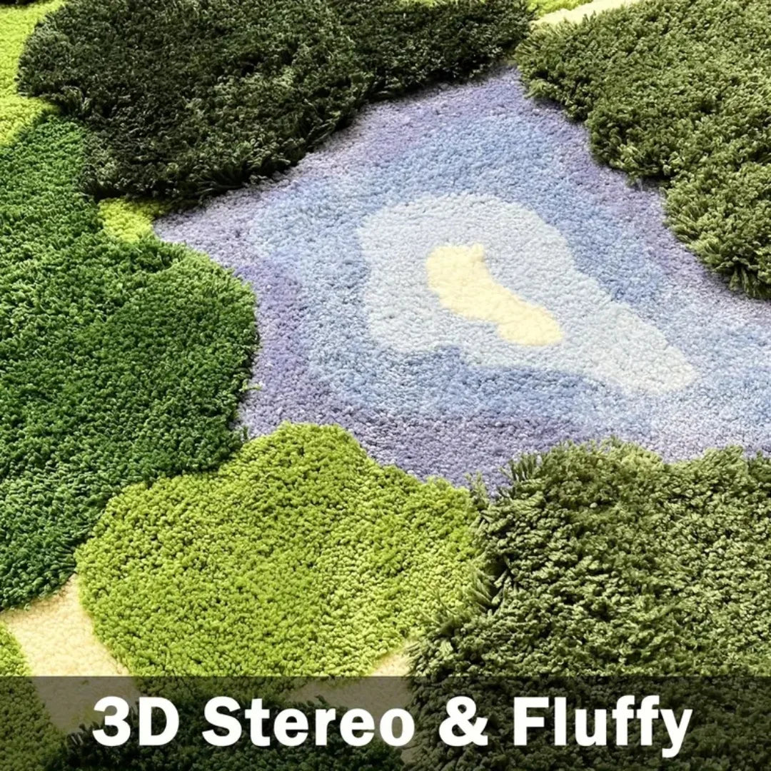 3D Moss Leaf Shaped Rug For Bathroom Slip Ultrasoft Mat