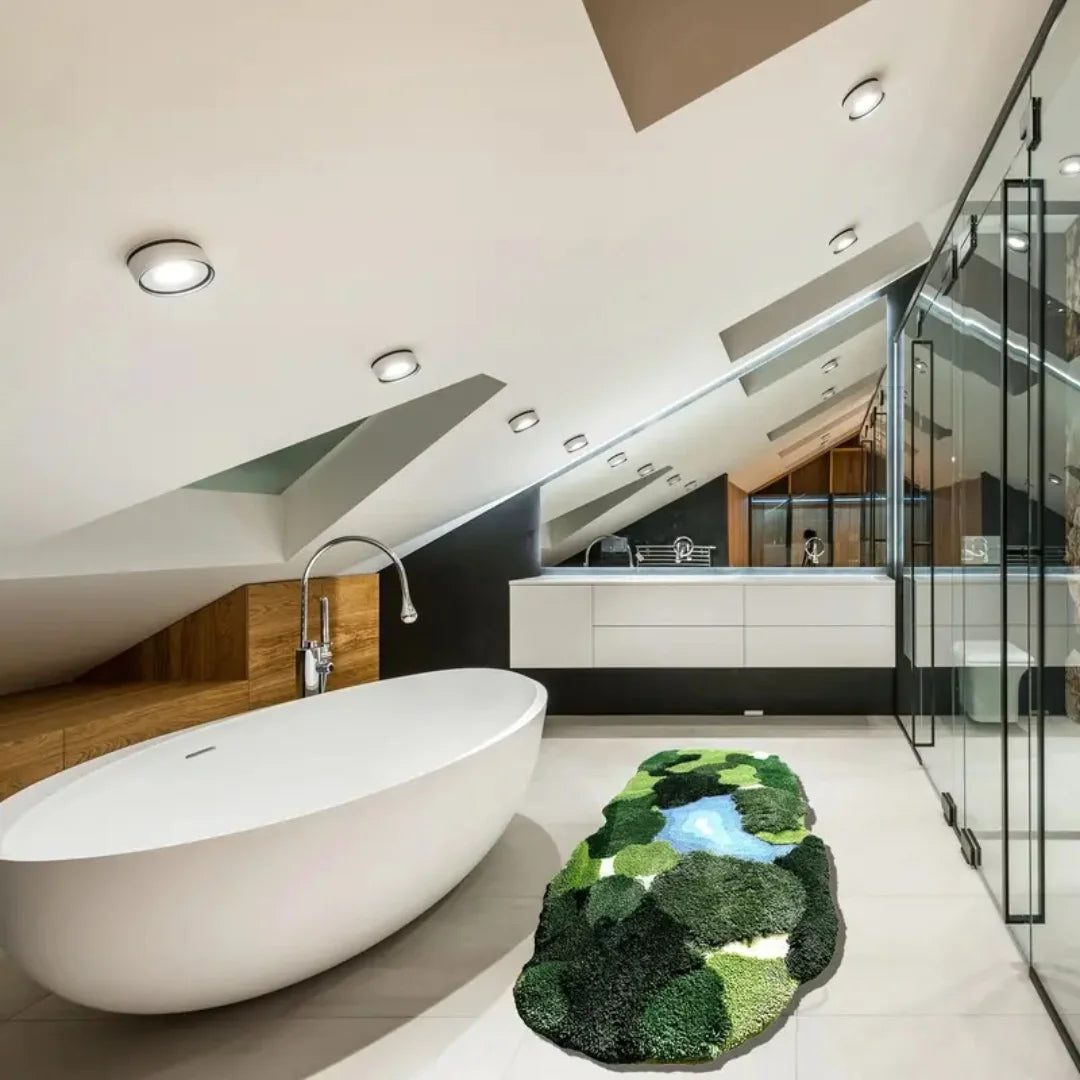 3D Moss Leaf Shaped Rug For Bathroom Slip Ultrasoft Mat