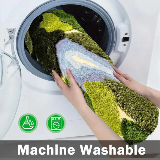 3D Moss Leaf Shaped Rug For Bathroom Slip Ultrasoft Mat