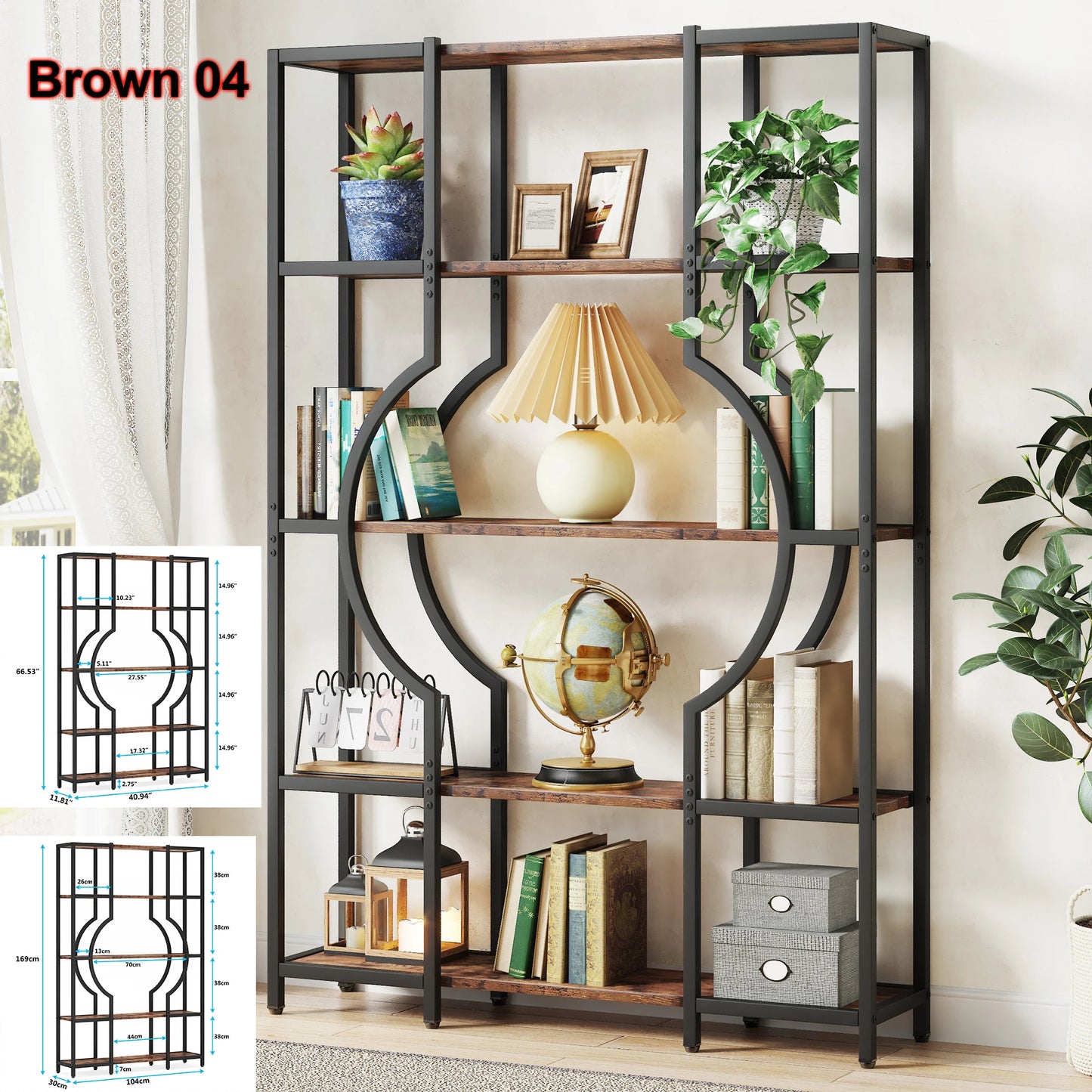 Tribesigns 5-Tier Industrial Etagere Bookcase Freestanding