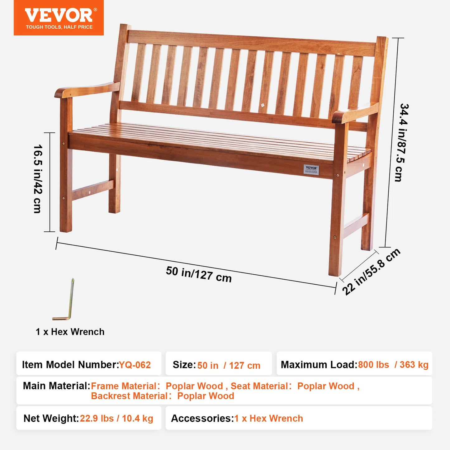 SucceBuy Outdoor Garden Bench Wood And Metal Park Bench