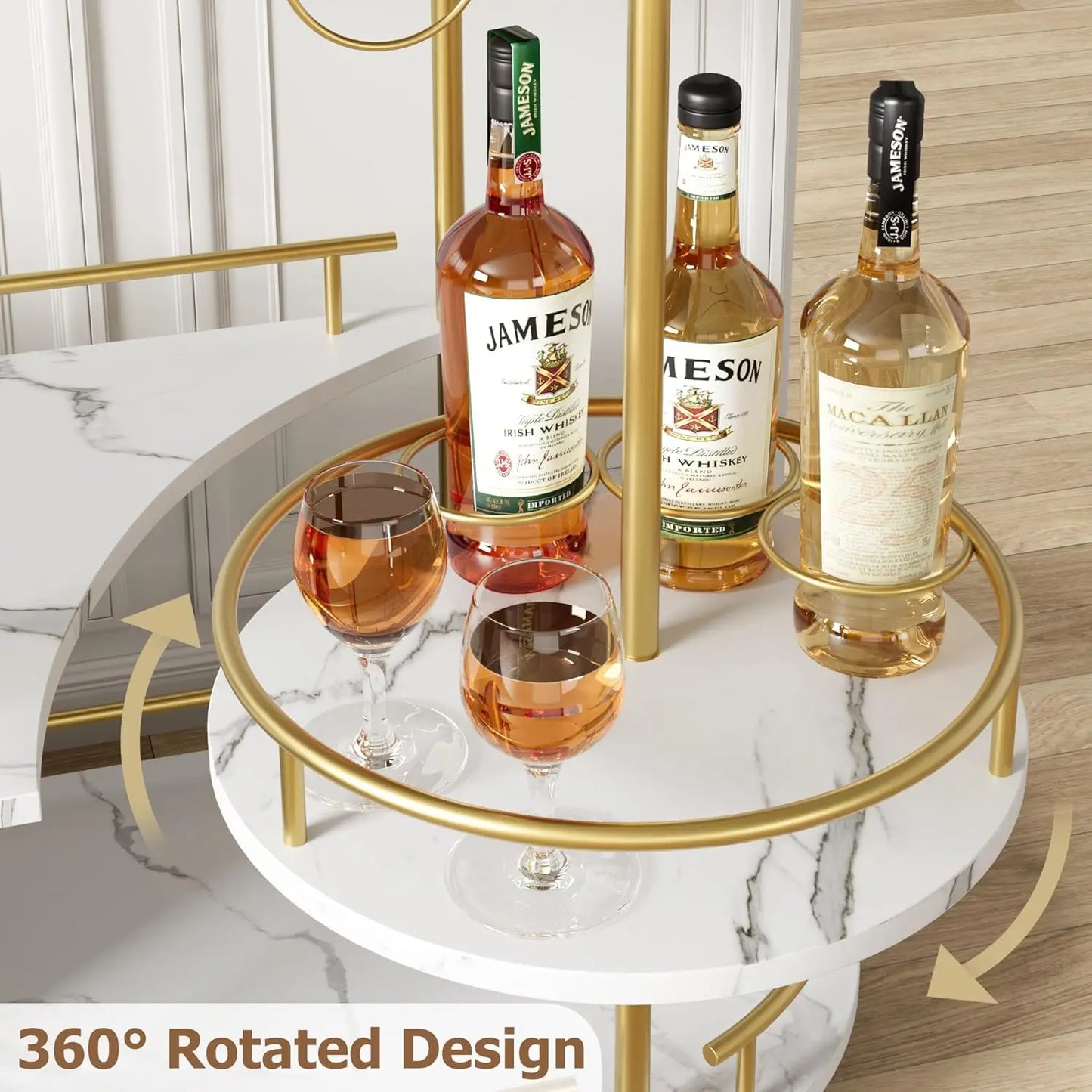HobbyLane Bar Carts With 4-Tier Storage And Wine Rack
