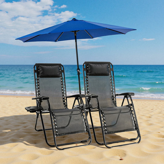 JHK Zero Gravity Portable Recliners 2-Pack With Cup Holders