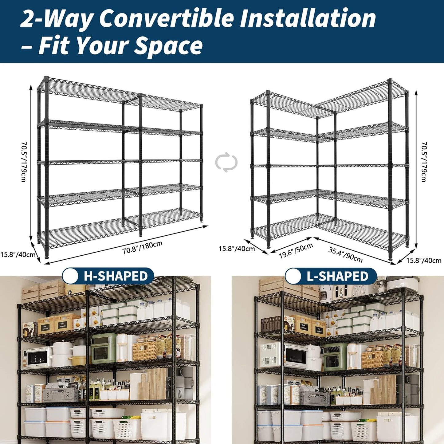 TWISTER.CK Heavy Duty 4 Tier Metal Adjustable Storage Shelving Unit