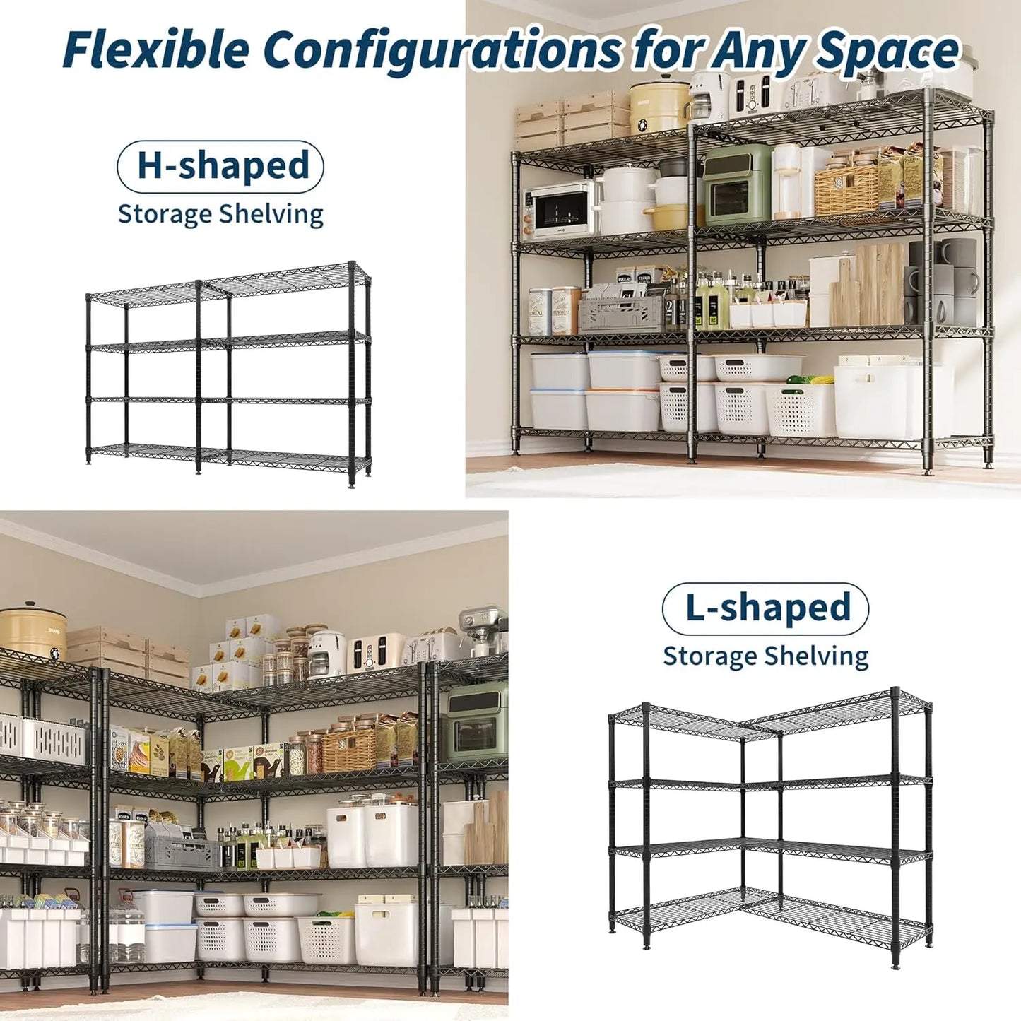 TWISTER.CK Heavy Duty 4 Tier Metal Adjustable Storage Shelving Unit