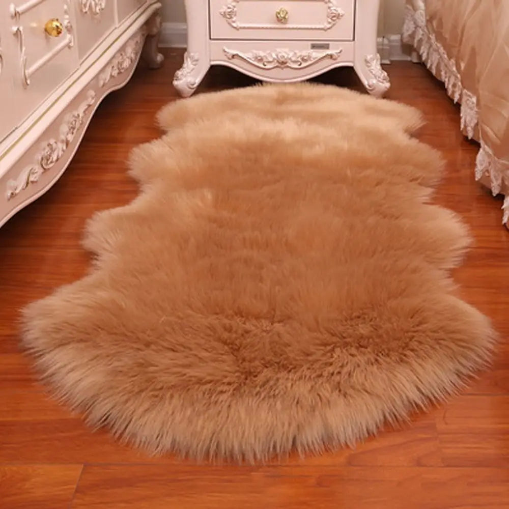 Washable Fluffy Faux Fur Shag Carpet Non Slip For Bedroom