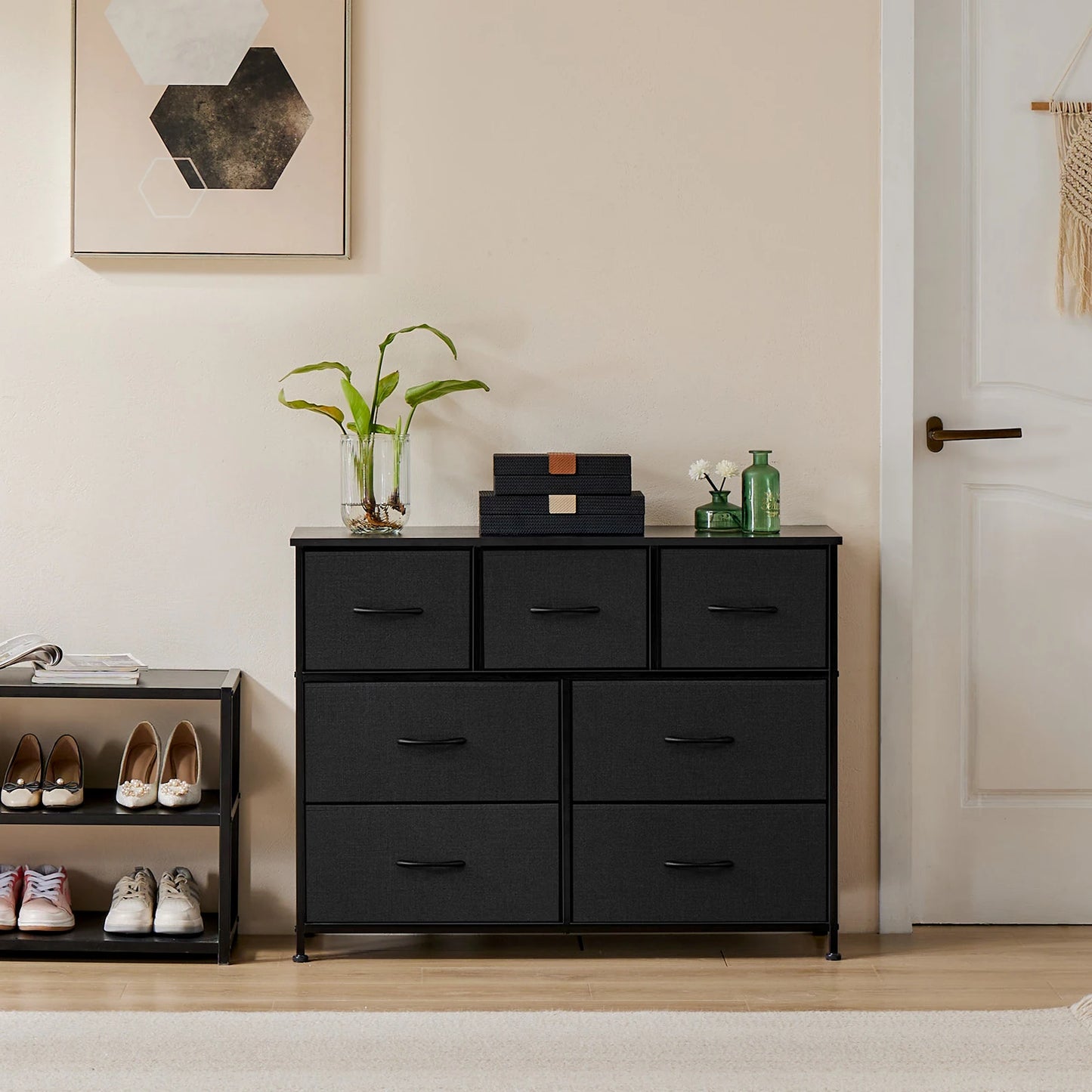 JHK Dresser With 7 Fabric Drawers