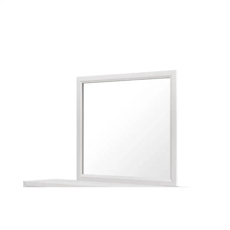 5PC Full Bedroom Set in Mirage White - Modern Bed, Nightstands, Dresser & Mirror