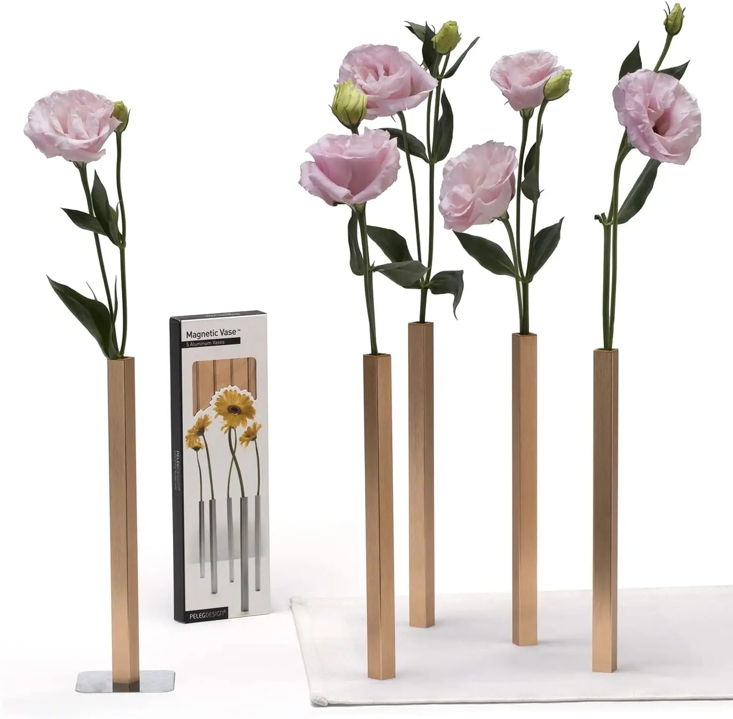 Magnetic Flower Vase Set of 5 Aluminum Home Decor