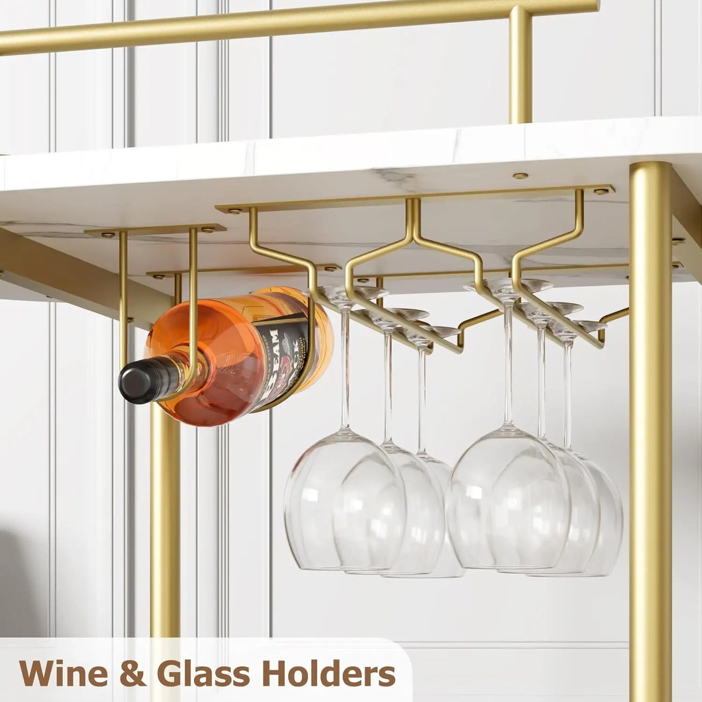 HobbyLane Bar Carts With 4-Tier Storage And Wine Rack