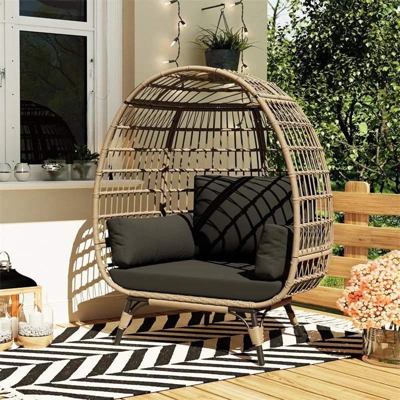 HiMISS Outdoor Egg Chair With Cushions And Steel Frame