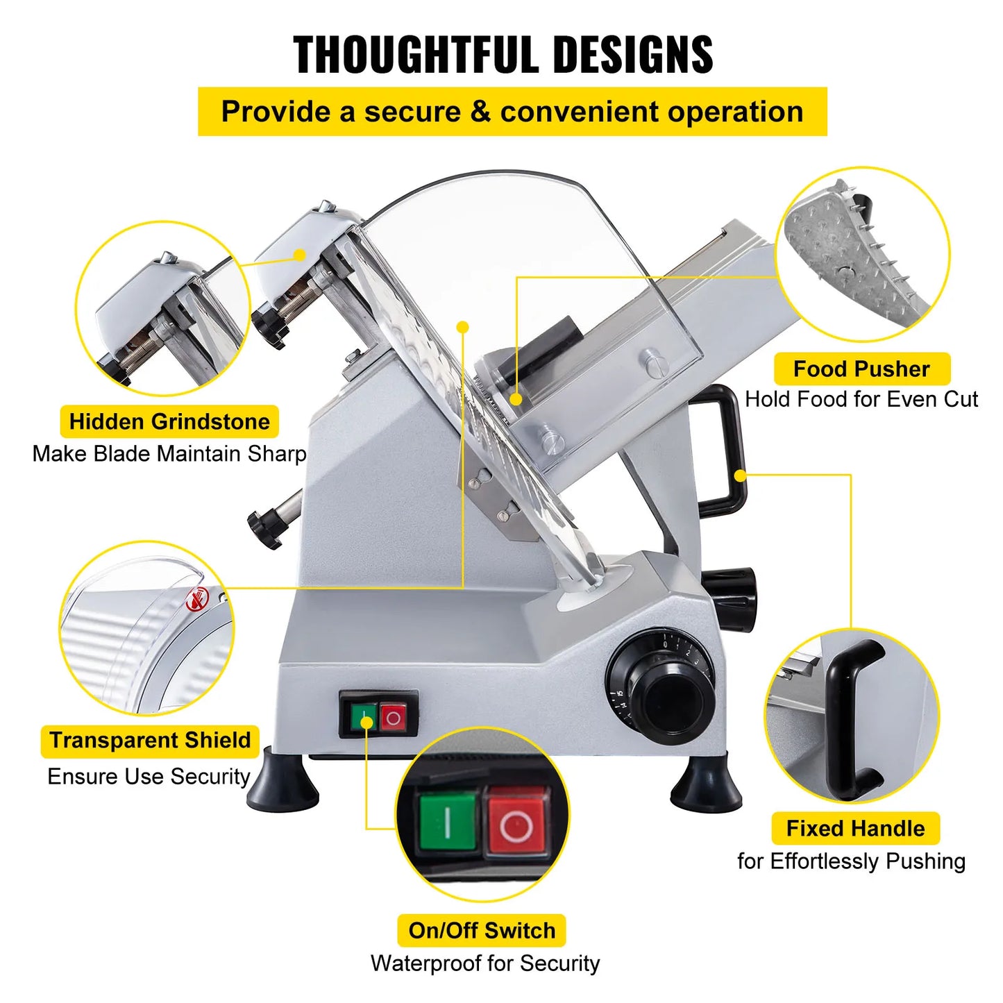 SucceBuy Meat Slicer 320W Electric Deli For Meat And Cheese