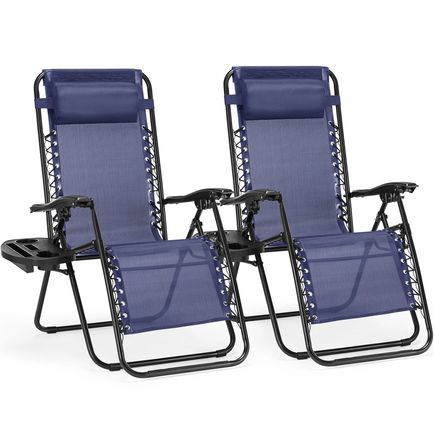 JHK Zero Gravity Portable Recliners 2-Pack With Cup Holders