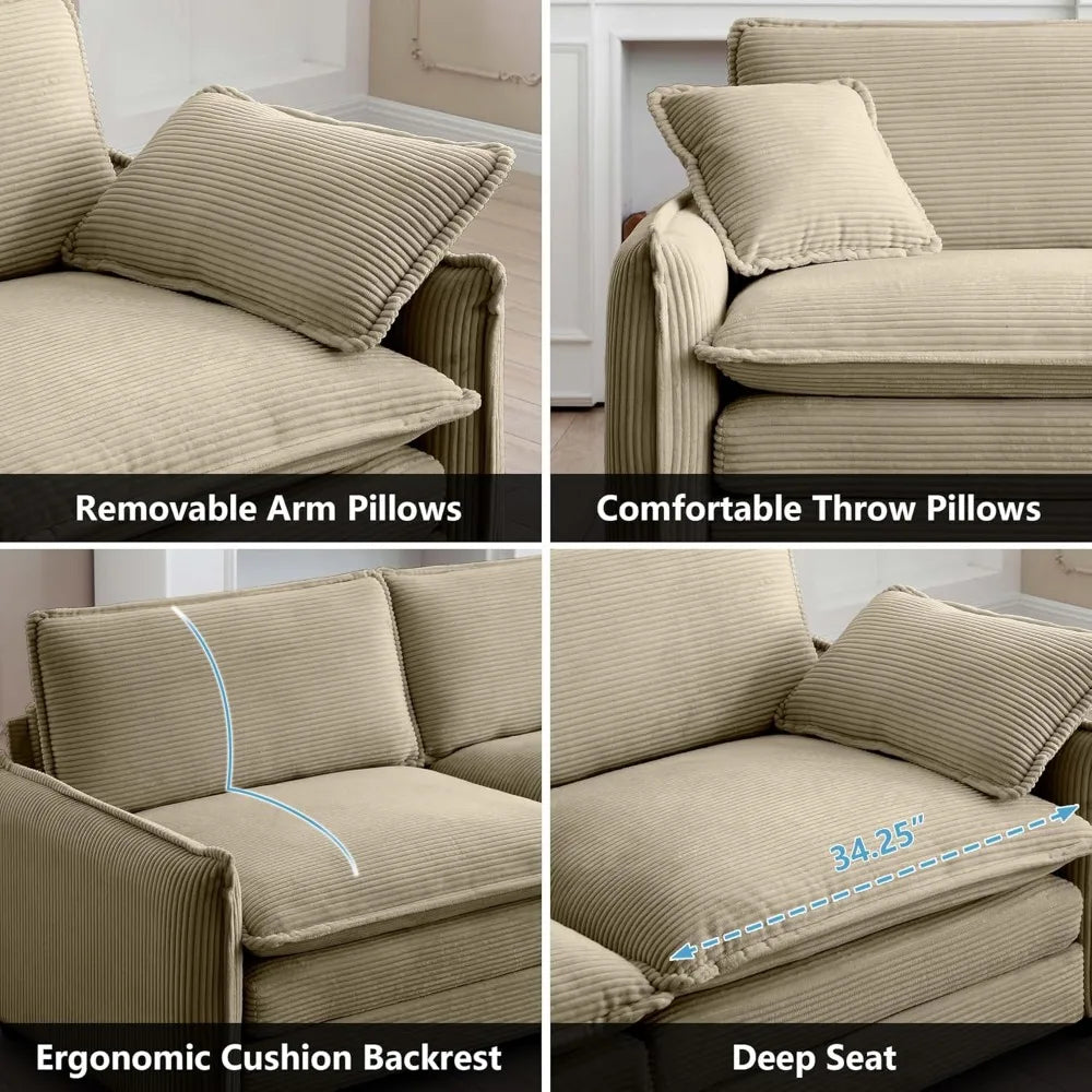 ZHUXIANG Modular Sectional Sofa Set With Loveseat And Chair