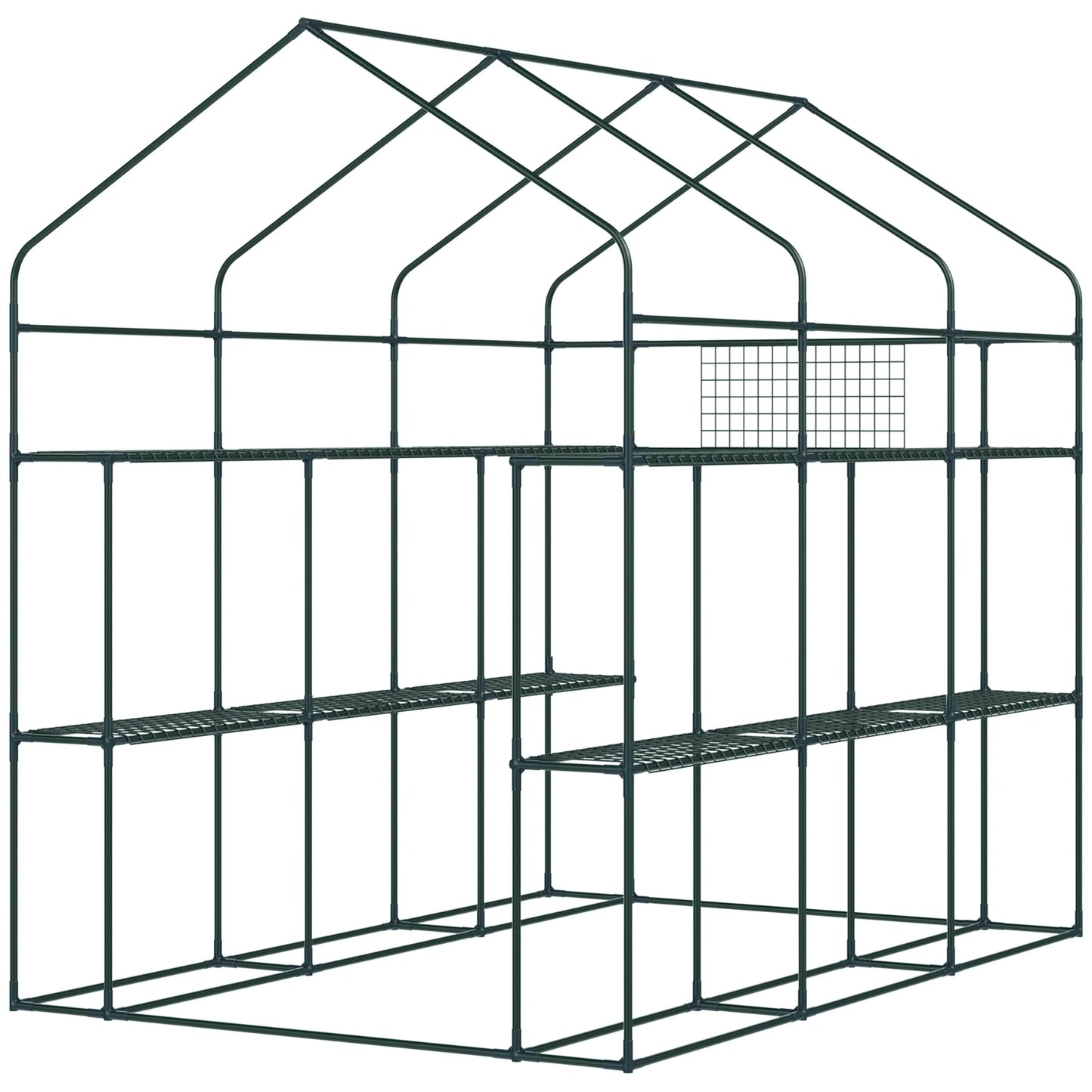 Outsunny Greenhouse With 2 Tier Shelf Steel Frame PE Cover