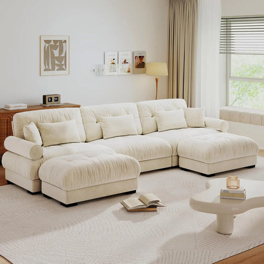 Cloud Couch Velvet Modular Sectional Sofa With Ottoman