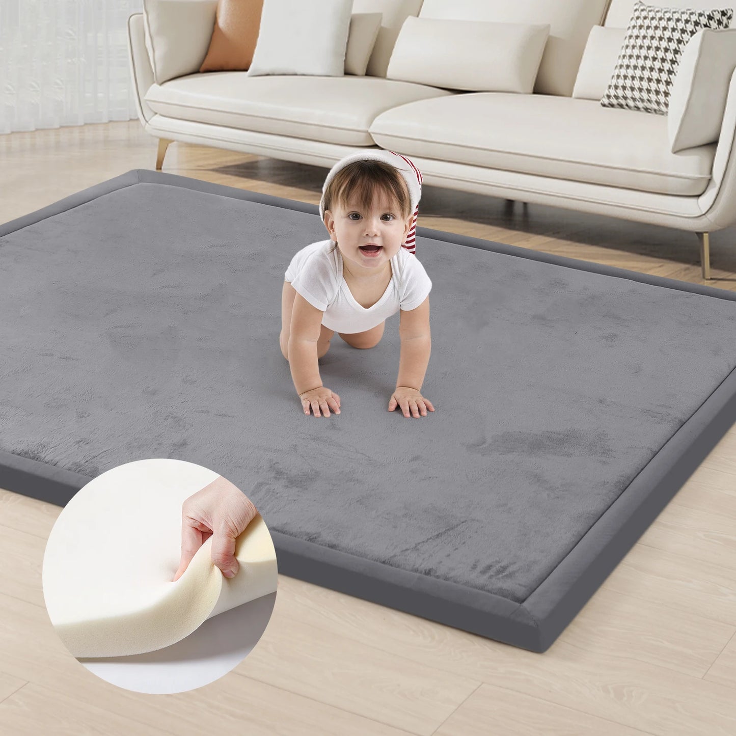 Huloo Sleep Memory Foam Playpen Mat With Non-slip Bottom
