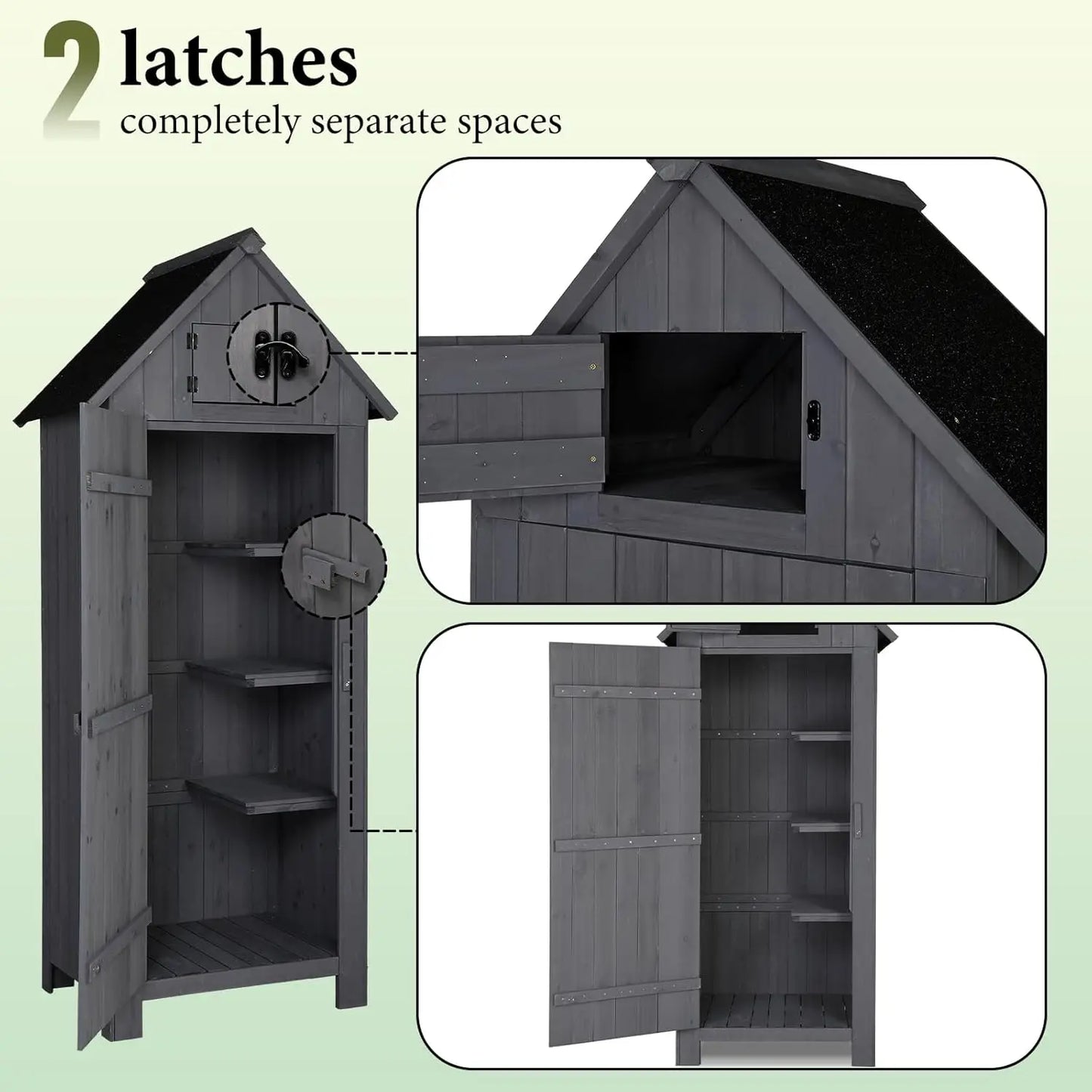 Outdoor Wooden Storage Shed, Garden Shed Outside Tool Cabinet with Safety Latch, Patio Storage Organizer, Customized