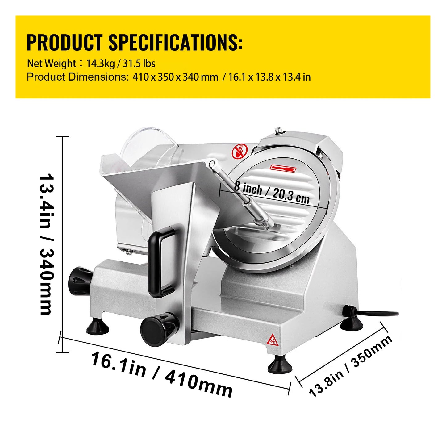 SucceBuy Meat Slicer Carbon Steel Electric Deli Slicer