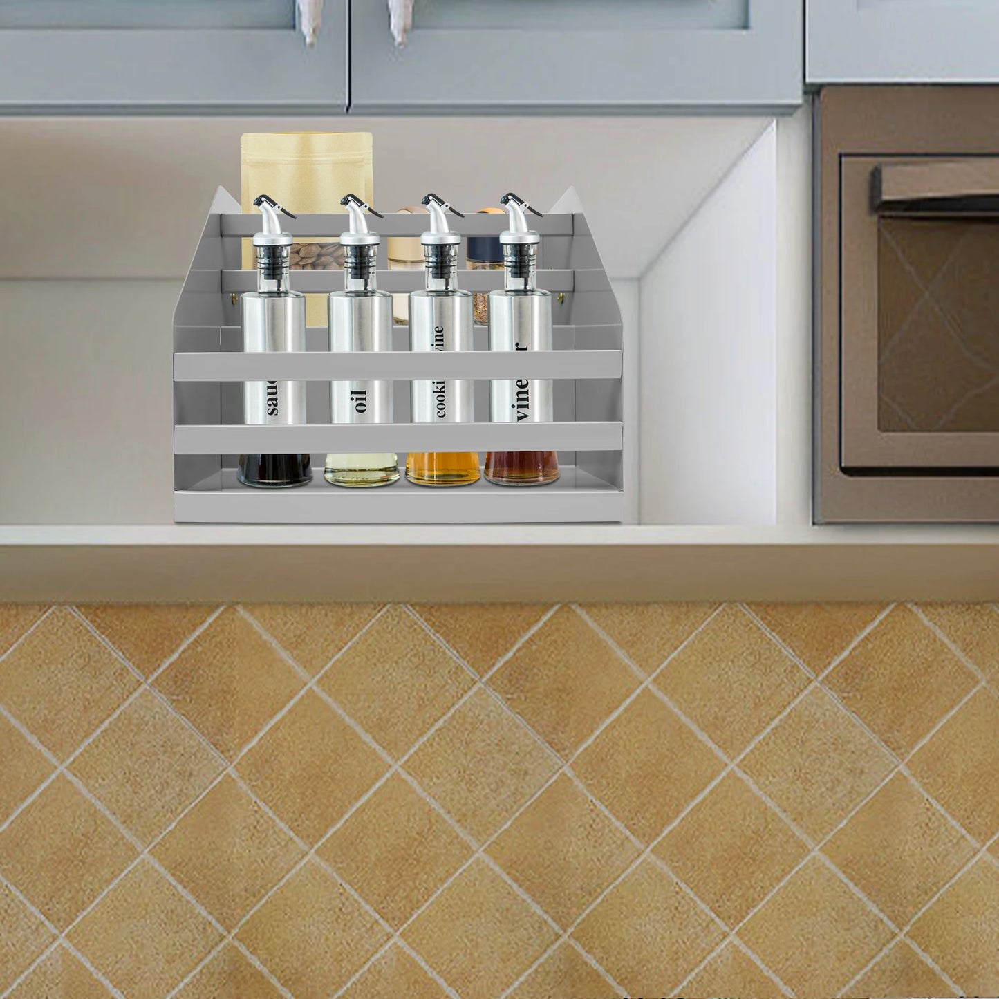 Two Tier Pull Down Cabinet Organizer For Under Sink With 10 Kg Load Capacity