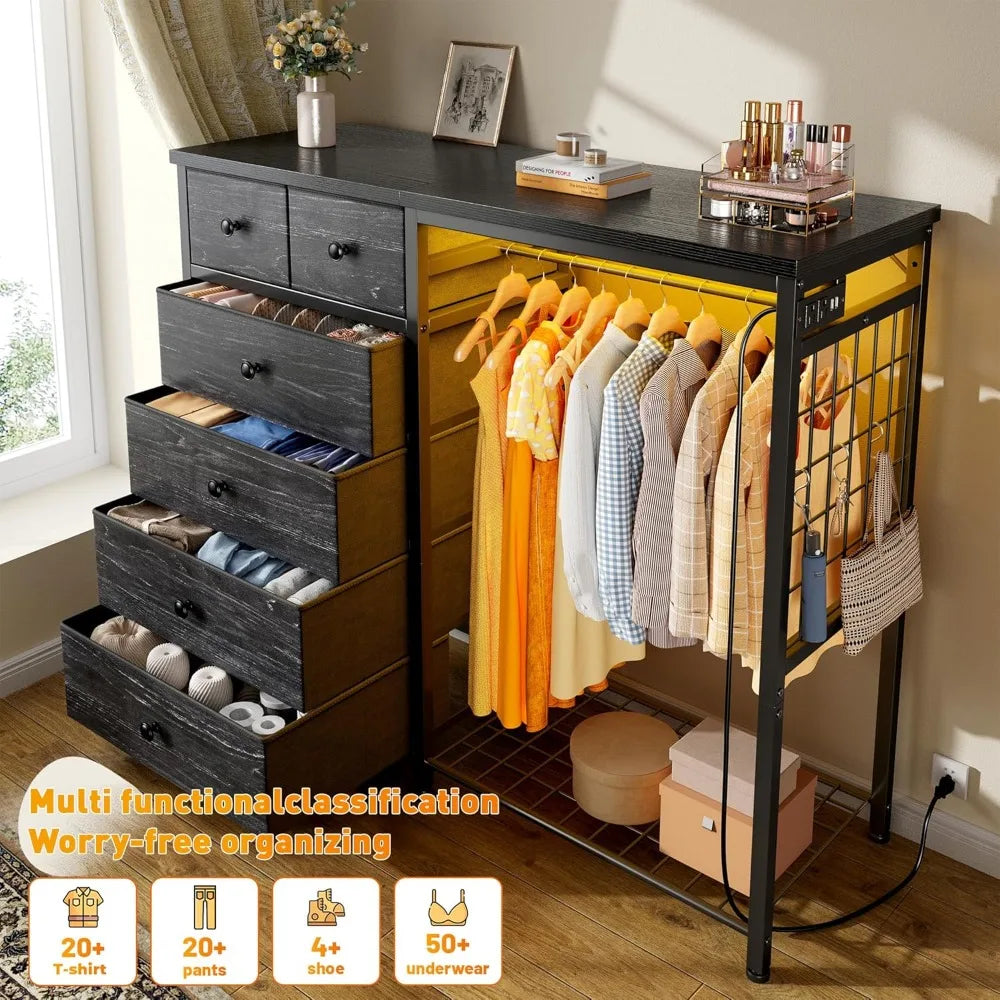 Chengwei Modern Dresser With LED Lights And Charging Station