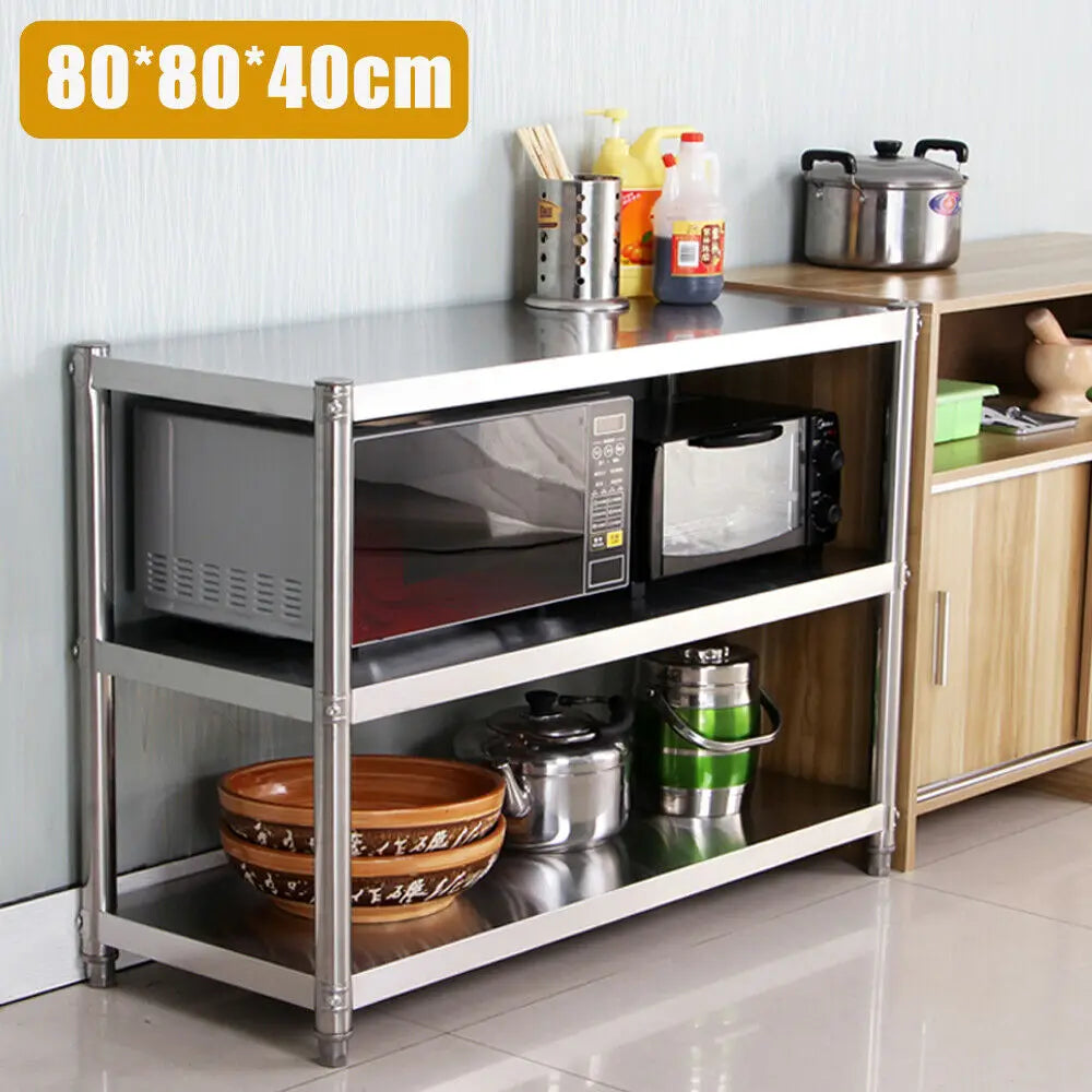 Stainless Steel Kitchen Storage Rack Heavy Duty Microwave Shelf