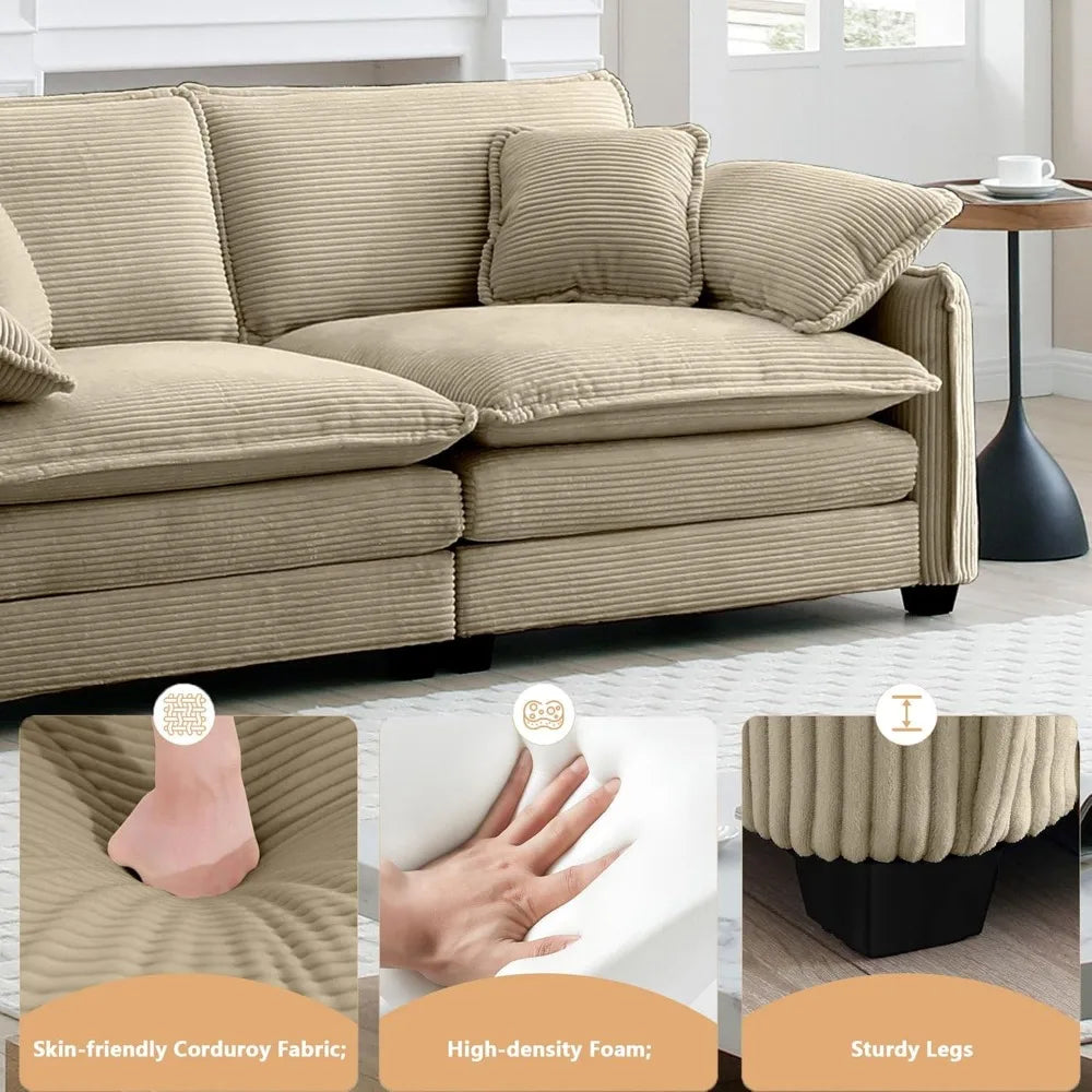 ZHUXIANG Modular Sectional Sofa Set With Loveseat And Chair