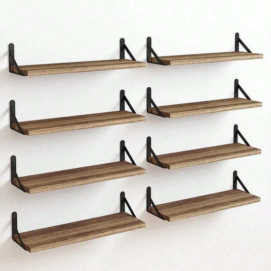 Tomnk 8 Piece Floating Shelves Rustic Wood Wall Decor And Storage
