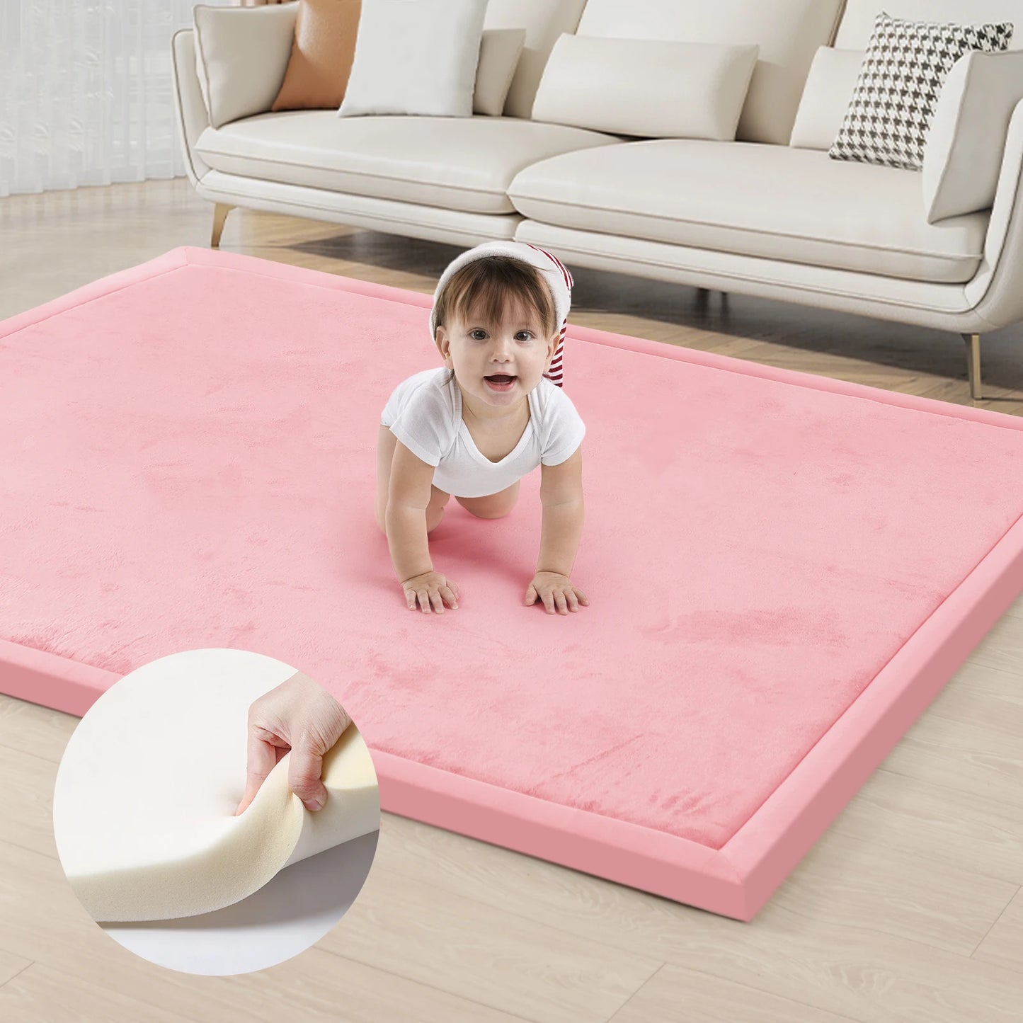 Huloo Sleep Memory Foam Playpen Mat With Non-slip Bottom