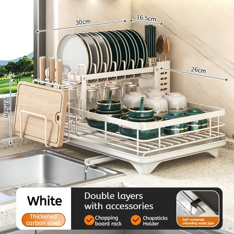 ATMDOG Stainless Steel Dish Drying Rack With Drainboard Over Sink