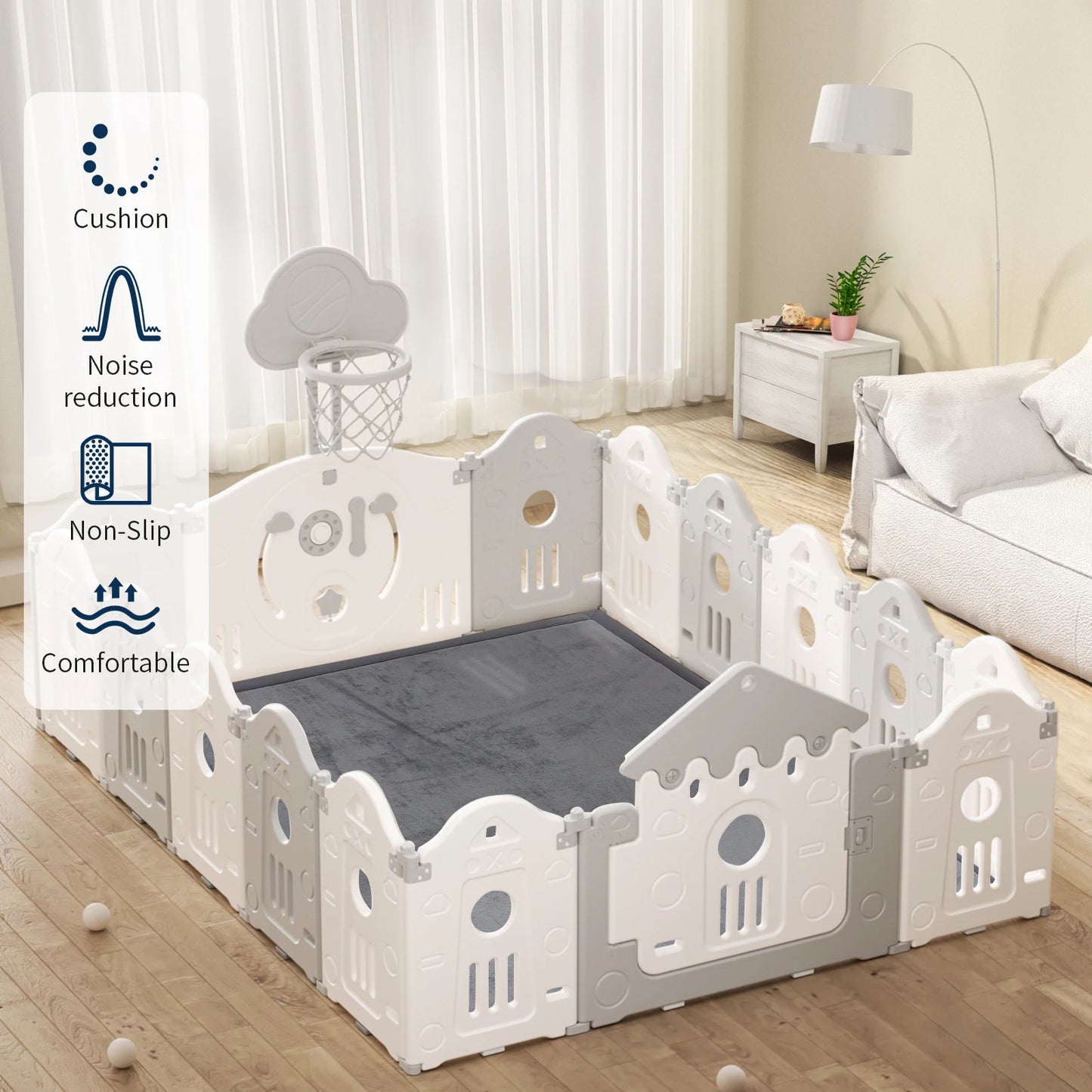 Huloo Sleep Memory Foam Playpen Mat With Non-slip Bottom