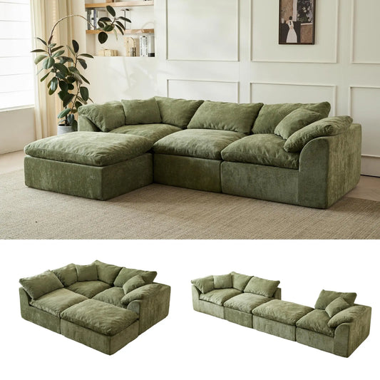 Yeflixvrau Cloud Modern L-Shaped Modular Sofa With Ottoman