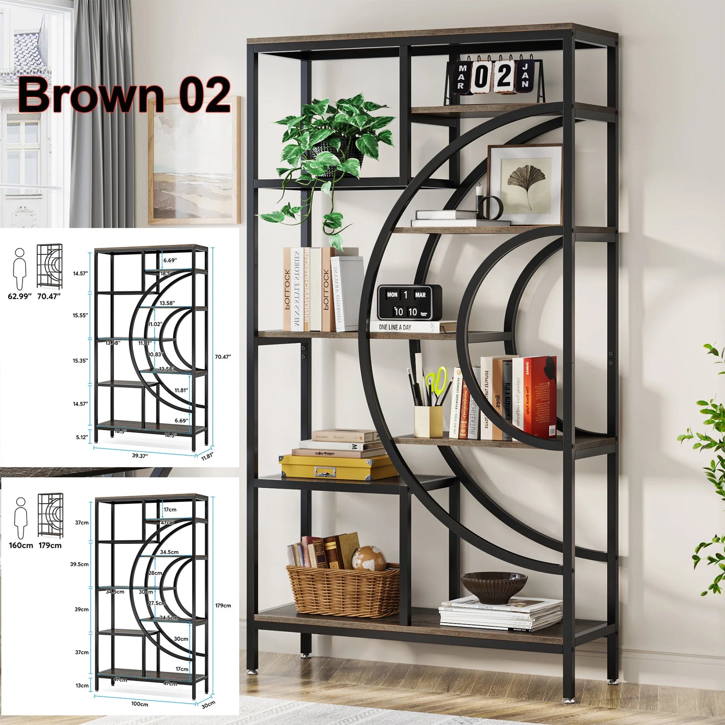 Tribesigns 5-Tier Industrial Etagere Bookcase Freestanding