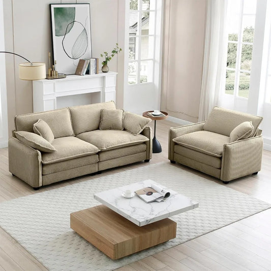 ZHUXIANG Modular Sectional Sofa Set With Loveseat And Chair