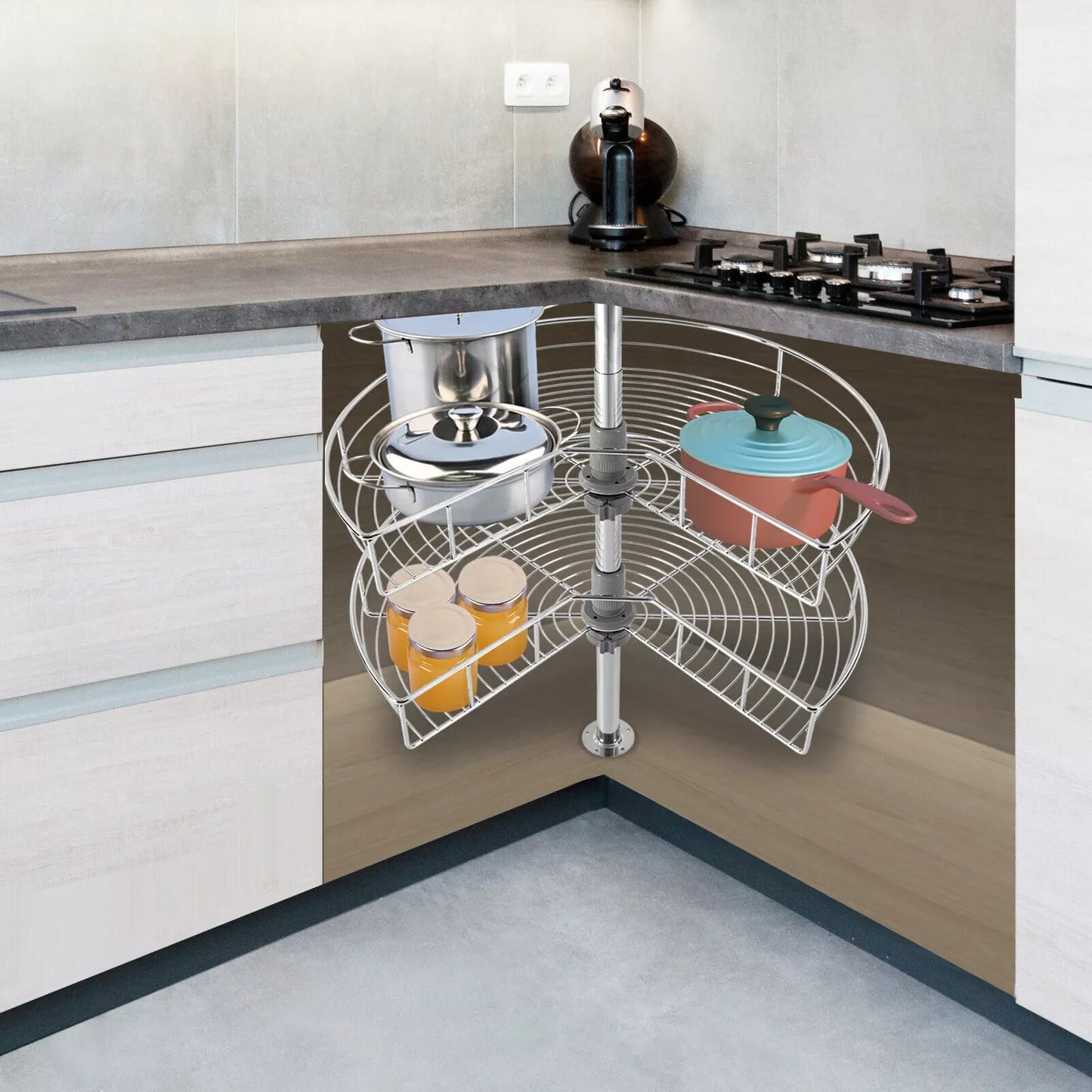 Kitchen Base Cabinet Corner Organizer Rack Iron Heavy Duty