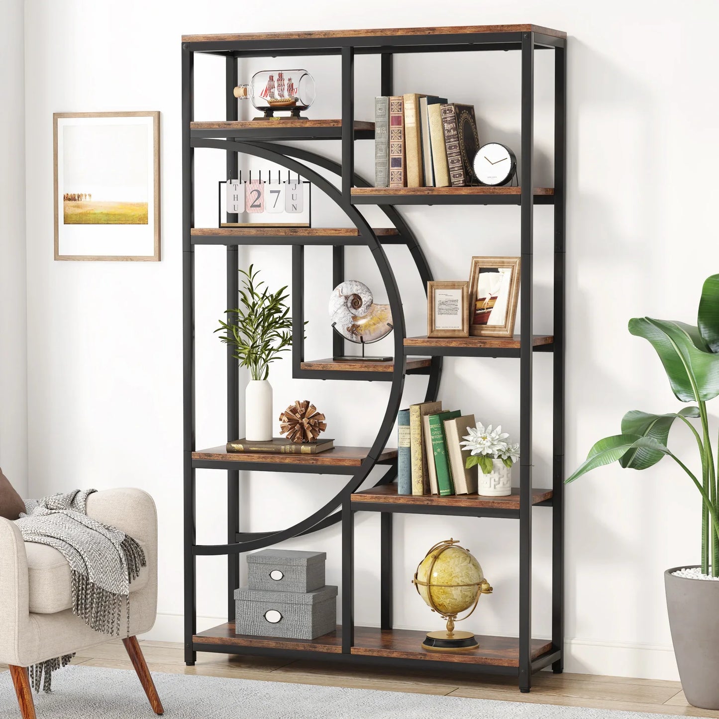 Tribesigns 5-Tier Industrial Etagere Bookcase Freestanding