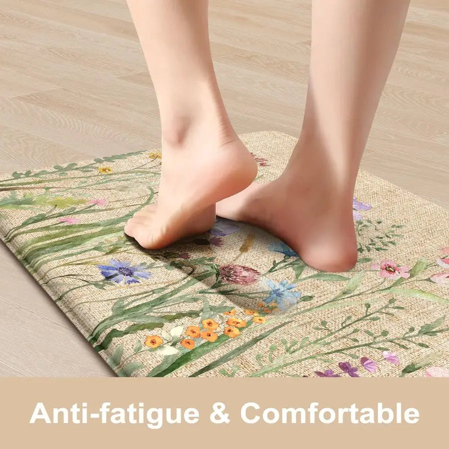 Anti Fatigue Kitchen Mat Floral Set Cushioned Non Slip