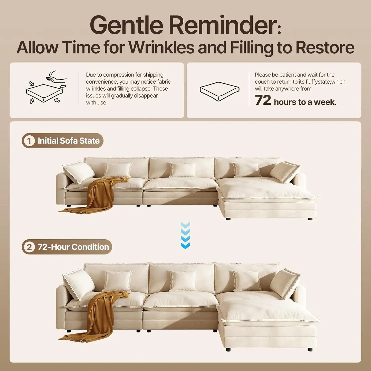 Modern L Shaped Sofa Sectional Cloud Couch Customizable Modular Set