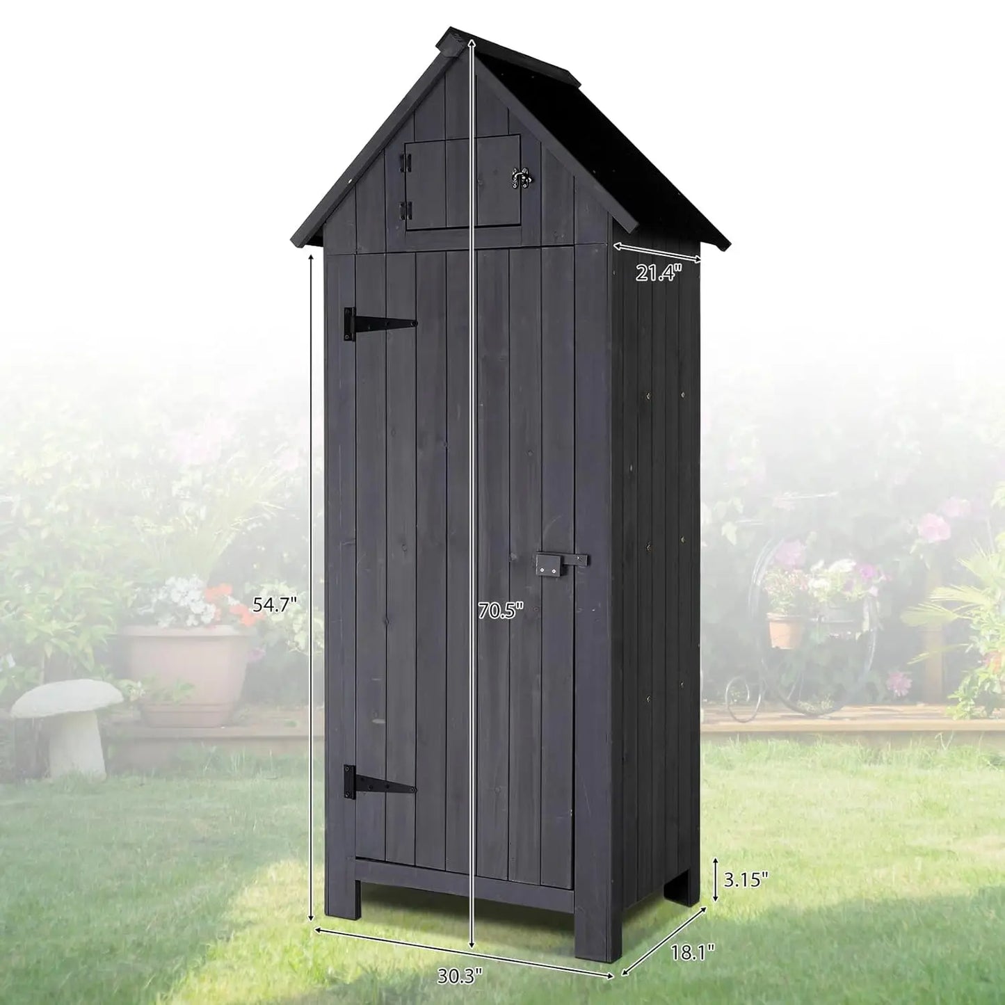 Outdoor Wooden Storage Shed, Garden Shed Outside Tool Cabinet with Safety Latch, Patio Storage Organizer, Customized