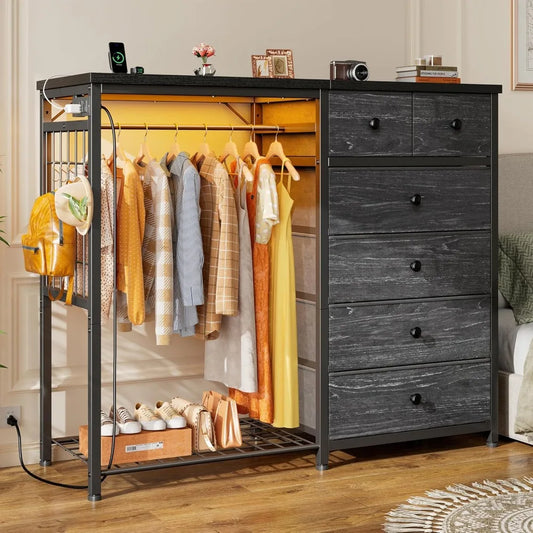 Chengwei Modern Dresser With LED Lights And Charging Station