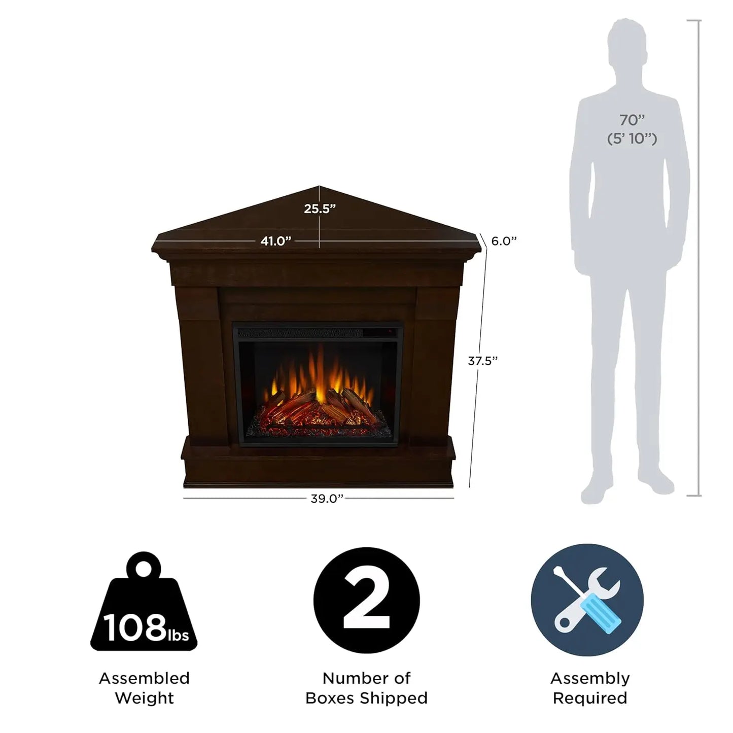 Chateau Corner Electric Fireplace With Mantel And Replaceable Insert