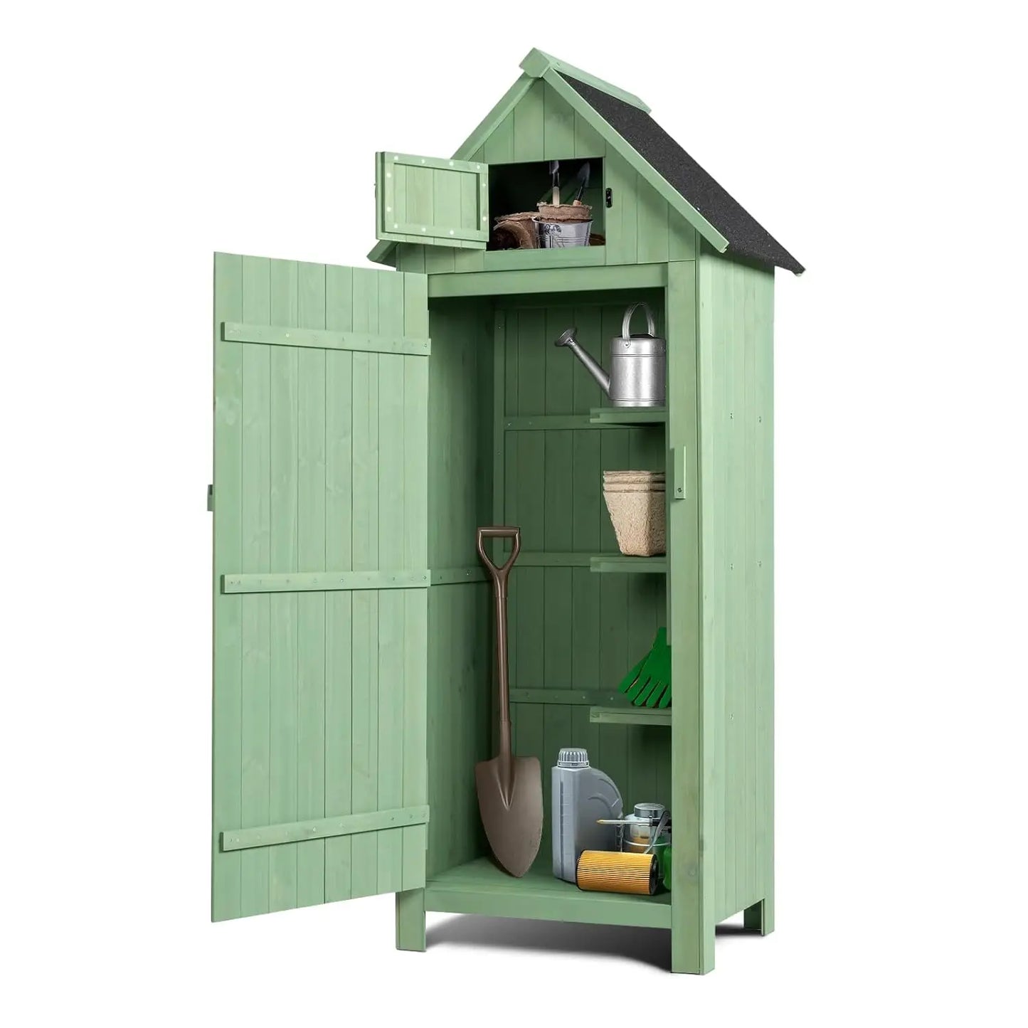 Outdoor Wooden Storage Shed, Garden Shed Outside Tool Cabinet with Safety Latch, Patio Storage Organizer, Customized