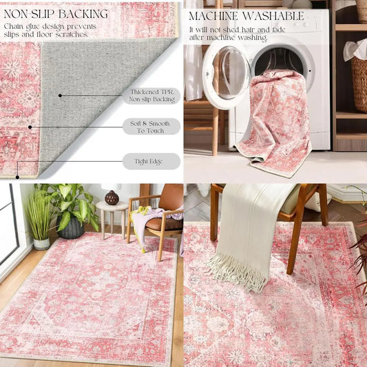 Bohemian Area Rug For Girls Bedroom Washable Non Slip