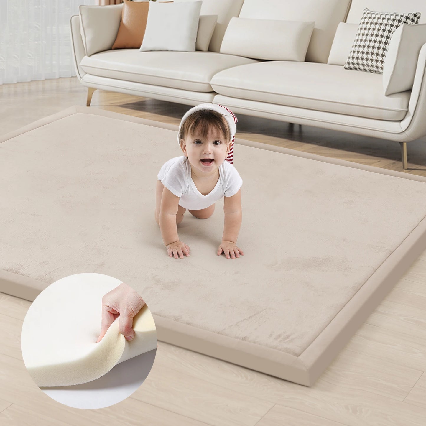Huloo Sleep Memory Foam Playpen Mat With Non-slip Bottom