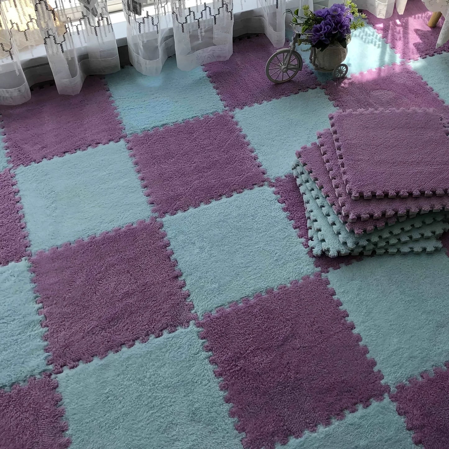 Interlocking Foam Floor Mats EVA Non Slip 24 Piece For Bedroom And Living Room