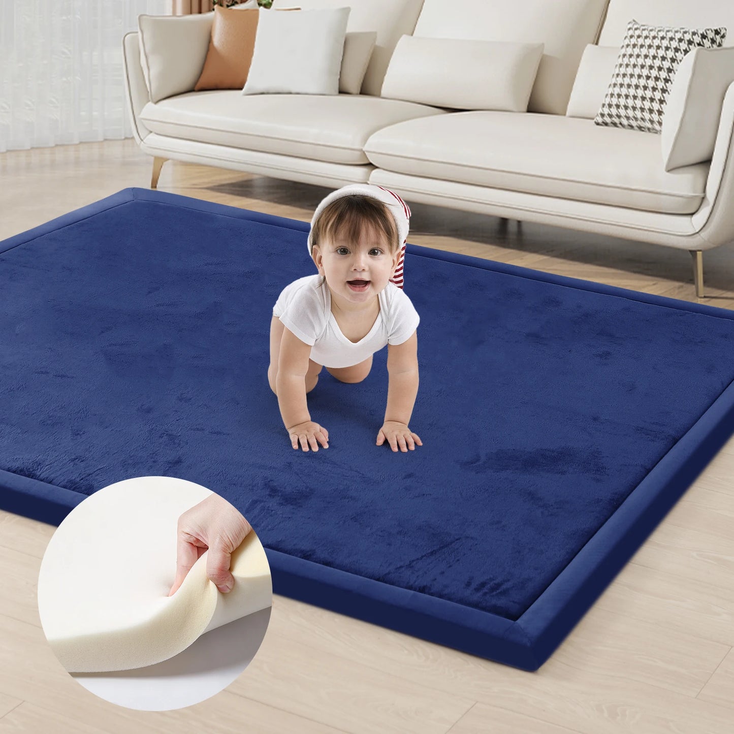 Huloo Sleep Memory Foam Playpen Mat With Non-slip Bottom